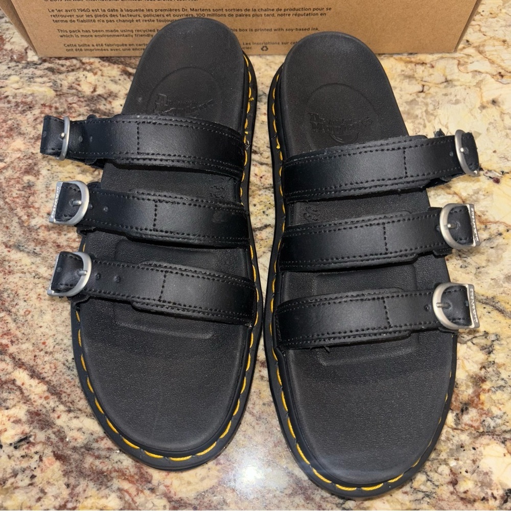 Dr. Martens Black Sandals with Silver Buckles - Picture 9 of 11
